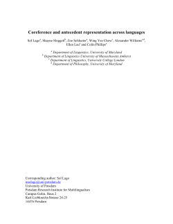 Coreference and antecedent representation across languages
