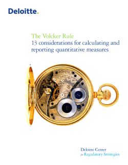 The Volcker Rule 13 considerations for calculating and