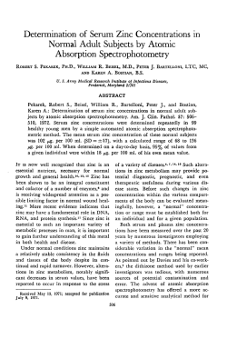 Determination of Serum Zinc Concentrations in Normal Adult