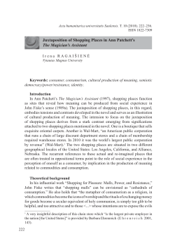 Juxtaposition of Shopping Places in Ann Patchett&para;s The Magician`s