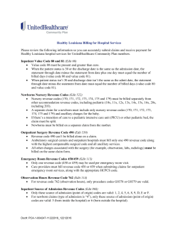 Healthy Louisiana Billing for Hospital Services Please review the