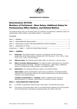 Determination 2015/22: Members of Parliament &ndash; Base Salary
