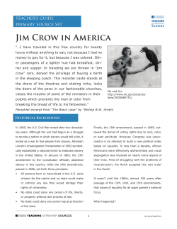 Teaher`s Guide: Jim Crow in America
