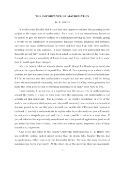 The Importance of Mathematics