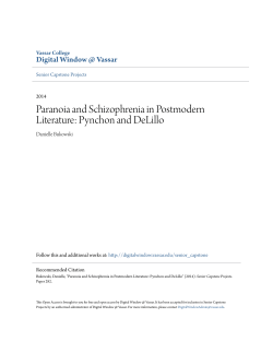 Paranoia and Schizophrenia in Postmodern Literature: Pynchon and