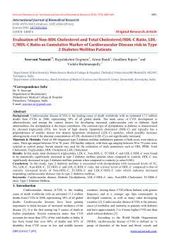 Evaluation of Non-HDL Cholesterol and Total Cholesterol/HDL