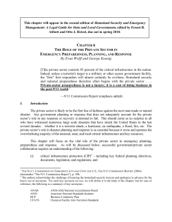 "The Role of the Private Sector in Emergency Preparedness