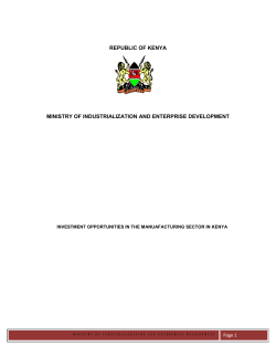 REPUBLIC OF KENYA MINISTRY OF INDUSTRIALIZATION AND
