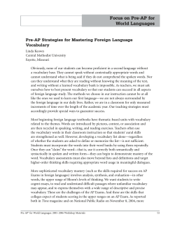 Focus on Pre-AP for World Languages