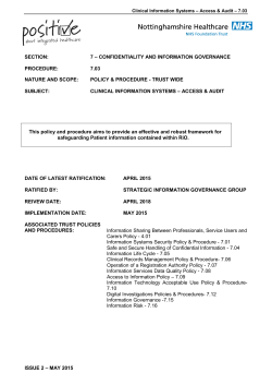7.03 Clinical Information Systems &ndash; Access and Audit Policy and