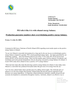 PEI tells it like it is with ethanol energy balance. Production