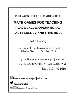Box Cars and One-Eyed Jacks MATH GAMES FOR TEACHING