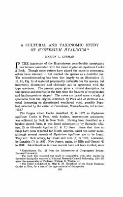 a cultural and taxonomic study of hysterium hyalinum