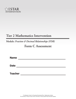 Tier 2 Mathematics Intervention Form C Assessment