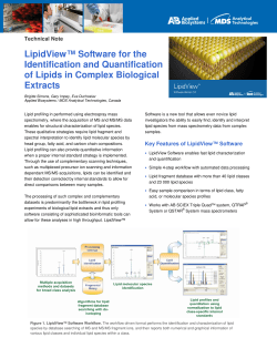 LipidView&trade; Software for the Identification and Quantification of