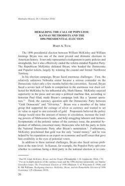 20 HERALDING THE CALL Of pOpULISM: kANSAS