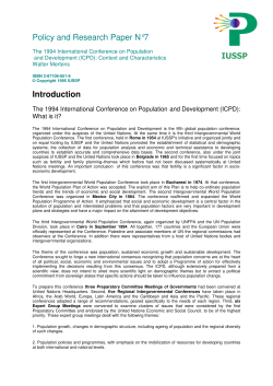 Policy and Research Paper N&deg;7 Introduction IUSSP