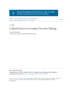 Cultural Factors in Complex Decision Making