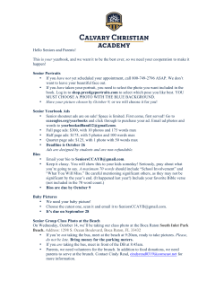 Hello Seniors and Parents! This is your yearbook, and we want it to