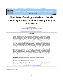 The Effects of Analogy on Male and Female Chemistry Students