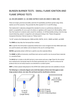 bunsen burner tests - small flame ignition and flame spread