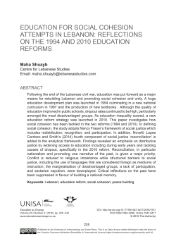 EDUCATION FOR SOCIAL COHESION ATTEMPTS IN LEBANON