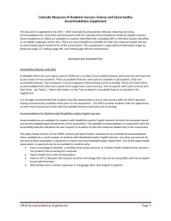 Spring 2014 CMAS Accommodations Supplement