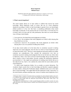 Moral skepticism - Victoria University of Wellington