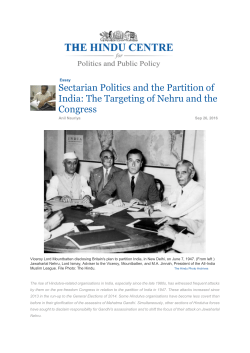 Sectarian Politics and the Partition of India: The Targeting of Nehru