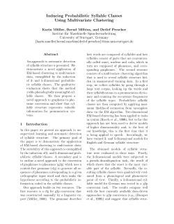 Inducing Probabilistic Syllable Classes Using Multivariate Clustering