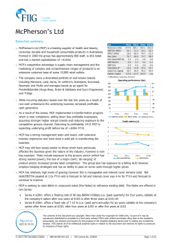 McPherson`s Ltd - FIIG Securities