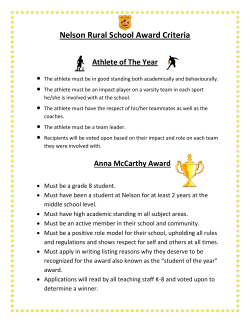 Nelson Rural School Award Criteria Athlete of The Year