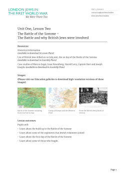 Unit One, Lesson Two The Battle of the Somme &ndash; The Battle and