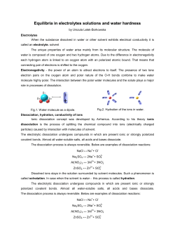 Equilibria in electrolytes solutions and water hardness