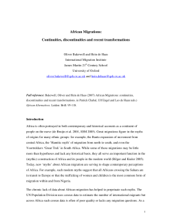 African Migrations: Continuities, discontinuities and