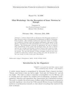 On the Reception of Isaac Newton in Europe