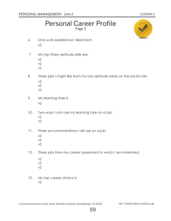 Personal Career Profile