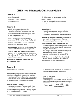 CHEM 162: Diagnostic Quiz Study Guide