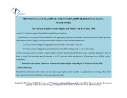 MINIMUM AGE OF MARRIAGE: THE INTERNATIONAL/REGIONAL LEGAL