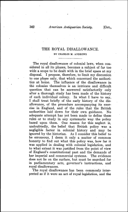 the royal disallowance. - American Antiquarian Society