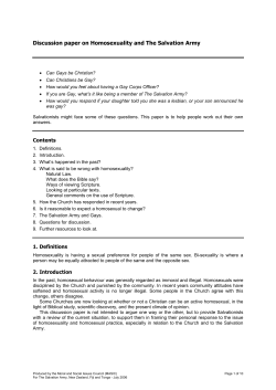 Discussion paper on Homosexuality and The Salvation Army