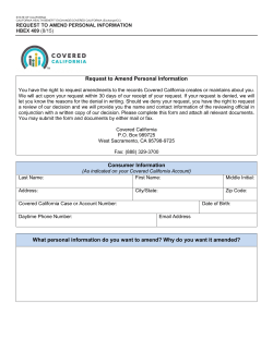 Request to Amend - Covered California