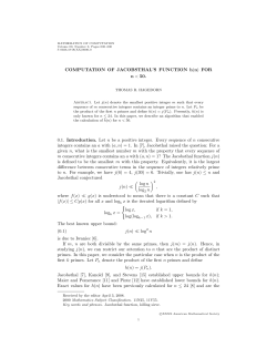 COMPUTATION OF JACOBSTHAL`S FUNCTION h(n)