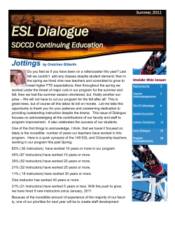 Dialogue Newsletter - Summer, 2011