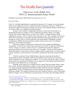 Democracy in the Middle East: Will U.S. Democratization Policy Work?