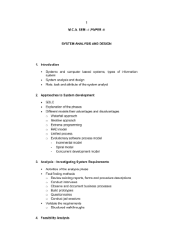 M.C.A. SEM &ndash;I ,PAPER -II SYSTEM ANALYSIS AND DESIGN 1