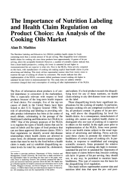 The Importance of Nutrition Labeling and Health Claim Regulation