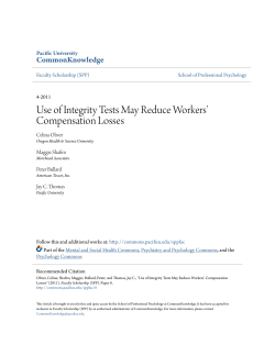 Use of Integrity Tests May Reduce Workers` Compensation Losses