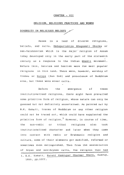 CHAPTER - VII RELIGION. RELIGIOUS PRACTICES AND WOMEN