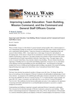 Improving Leader Education: Team Building, Mission Command